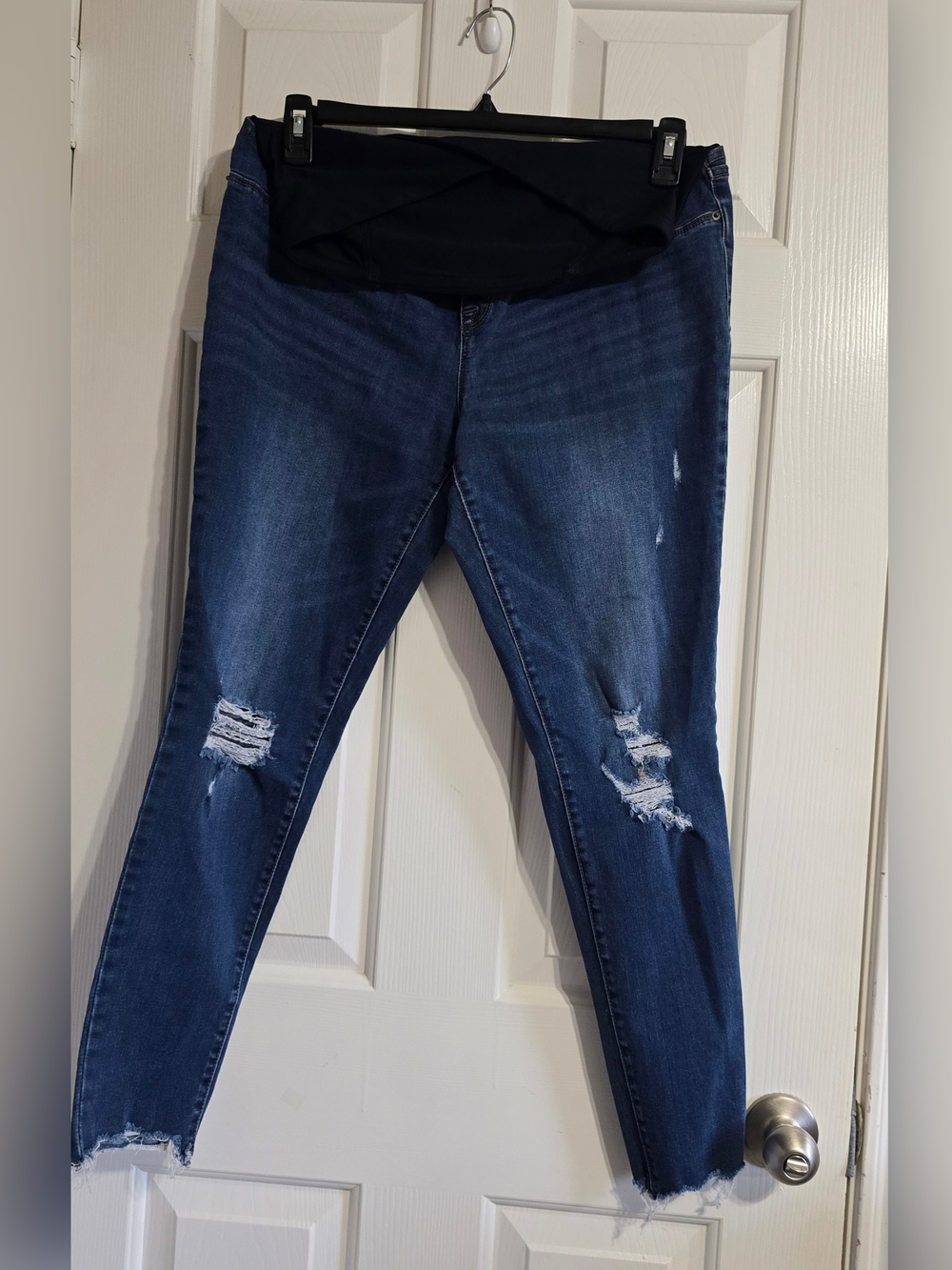Maternity Dark Blue Distressed Skinny Jeans